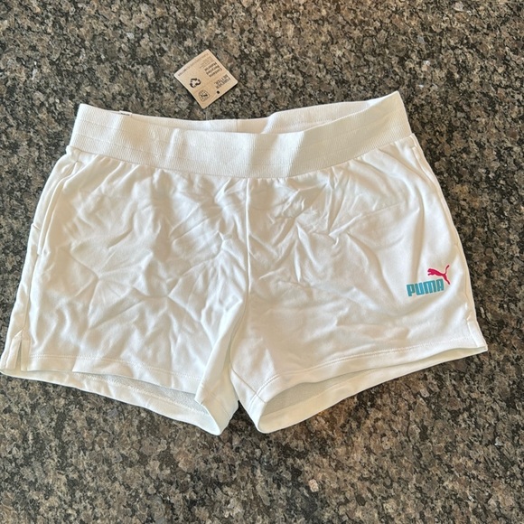 Puma white jersey cotton shorts NWT L - Picture 1 of 12